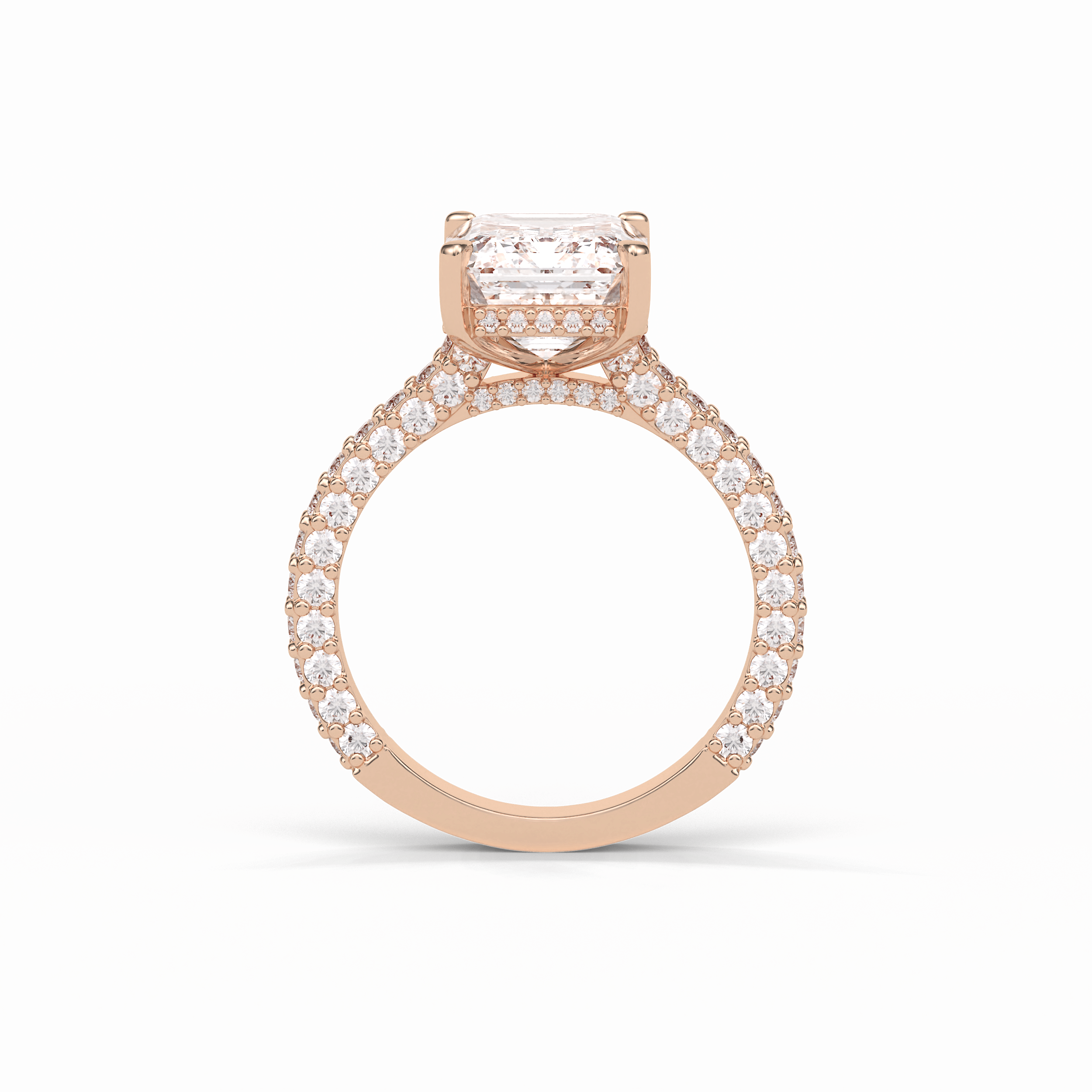 3.24 CT Emerald Cut Pave Style Moissanite Engagement Ring 19