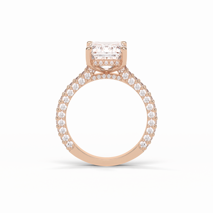 3.24 CT Emerald Cut Pave Style Moissanite Engagement Ring