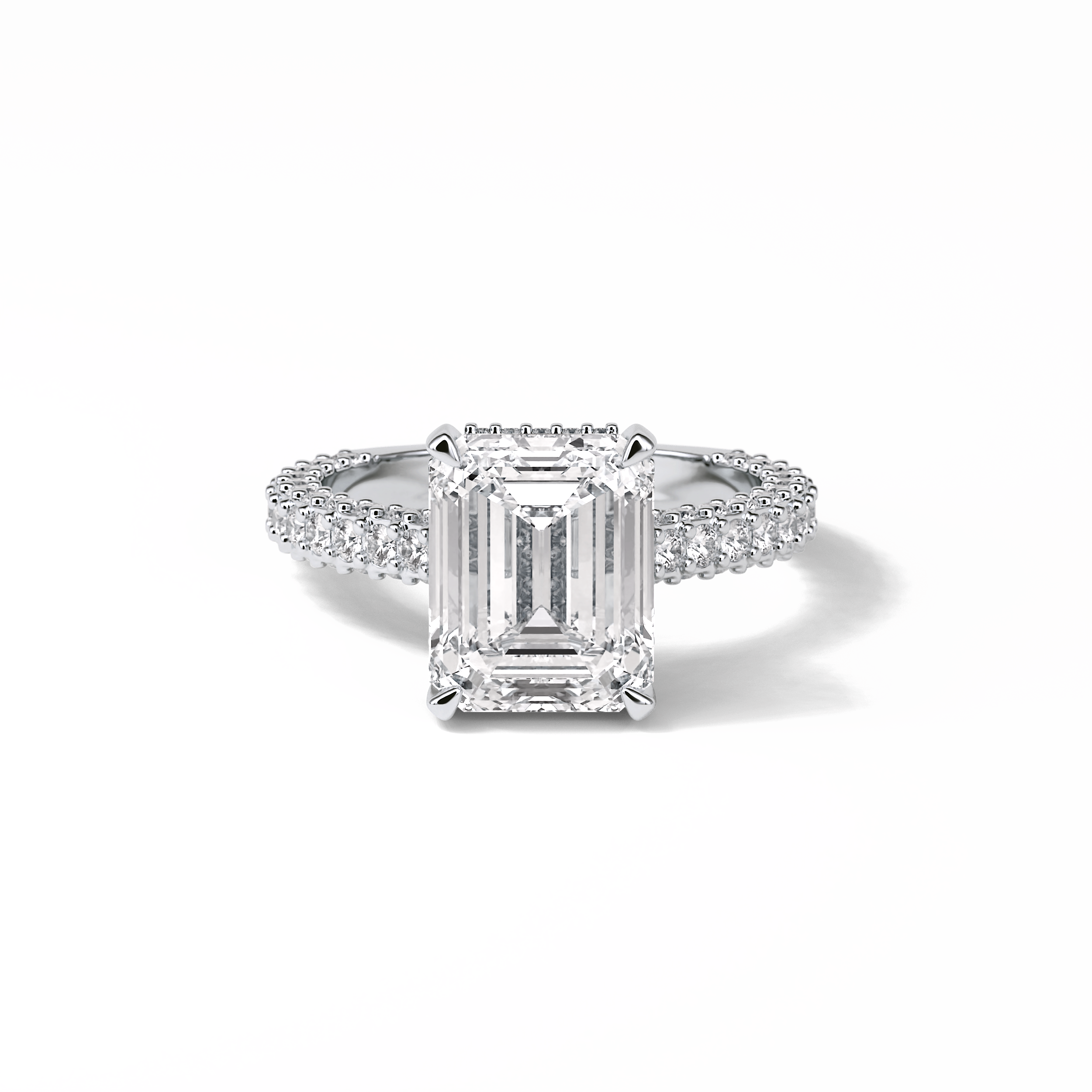 3.24 CT Emerald Cut Pave Style Moissanite Engagement Ring 1