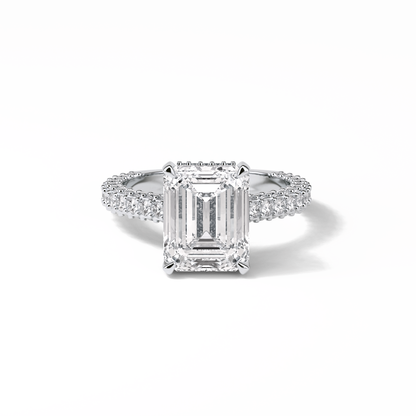 3.24 CT Emerald Cut Pave Style Moissanite Engagement Ring