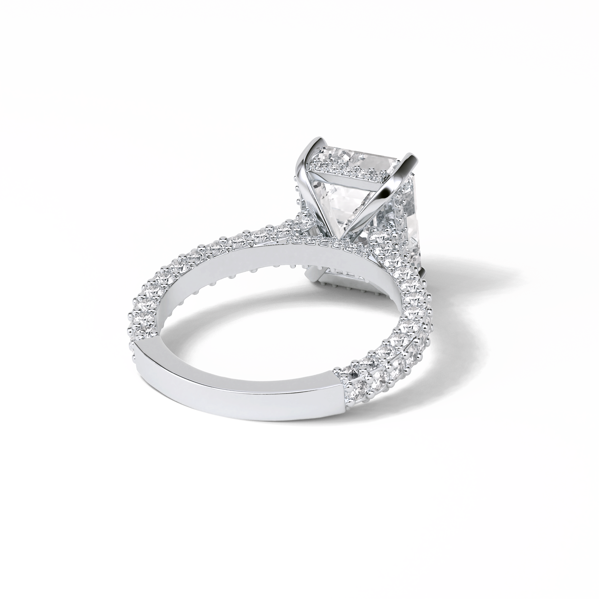 3.24 CT Emerald Cut Pave Style Moissanite Engagement Ring 7