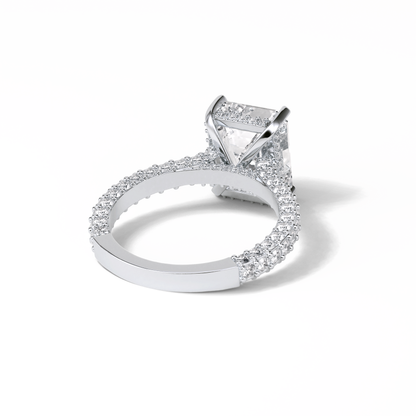 3.24 CT Emerald Cut Pave Style Moissanite Engagement Ring