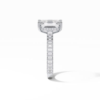 3.24 CT Emerald Cut Pave Style Moissanite Engagement Ring