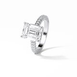 3.24 CT Emerald Cut Pave Style Moissanite Engagement Ring 5