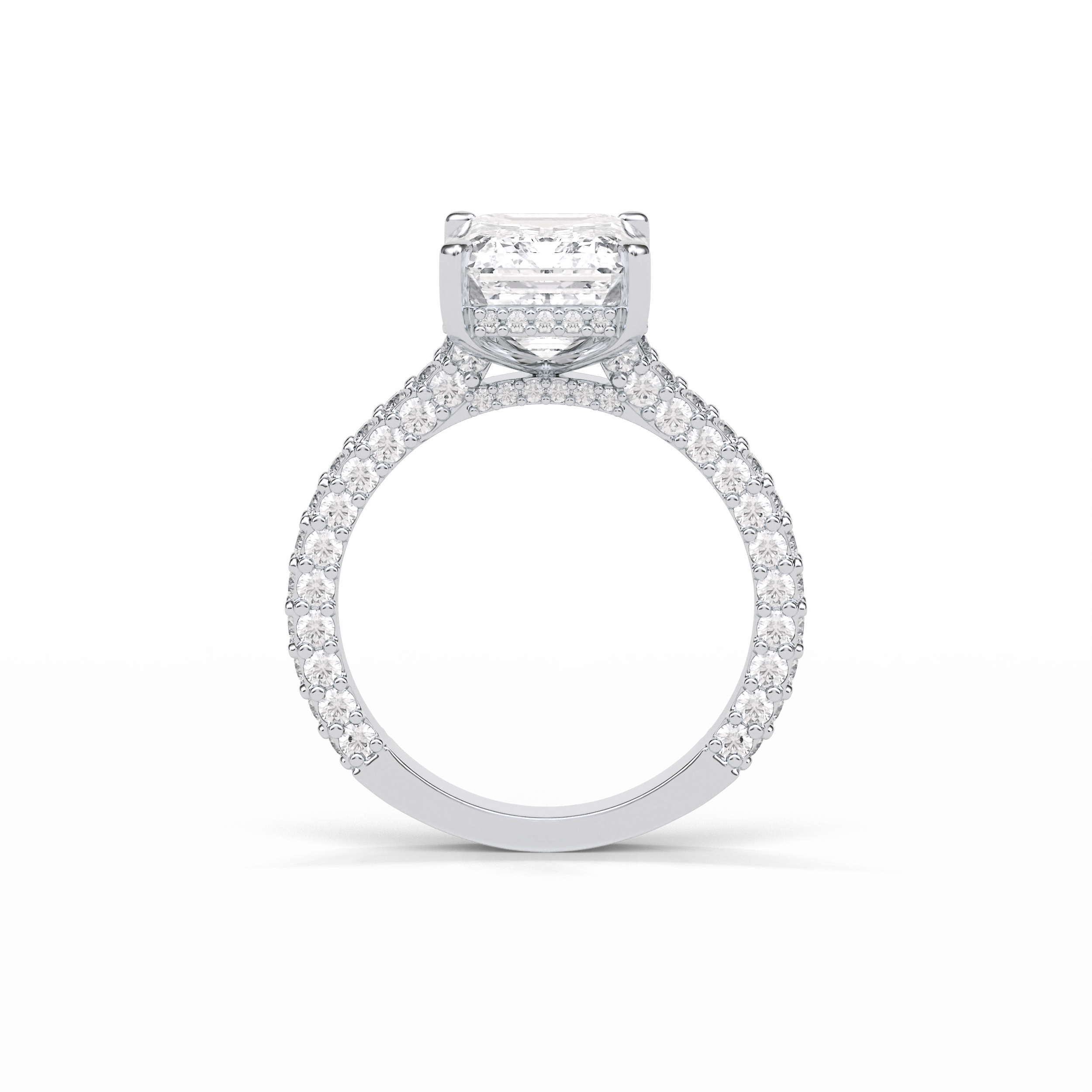 3.24 CT Emerald Cut Pave Style Moissanite Engagement Ring 6