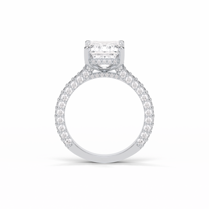 3.24 CT Emerald Cut Pave Style Moissanite Engagement Ring