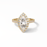 1.58 CT Marquise Cut Pave And Halo Style Moissanite Engagement Ring 8