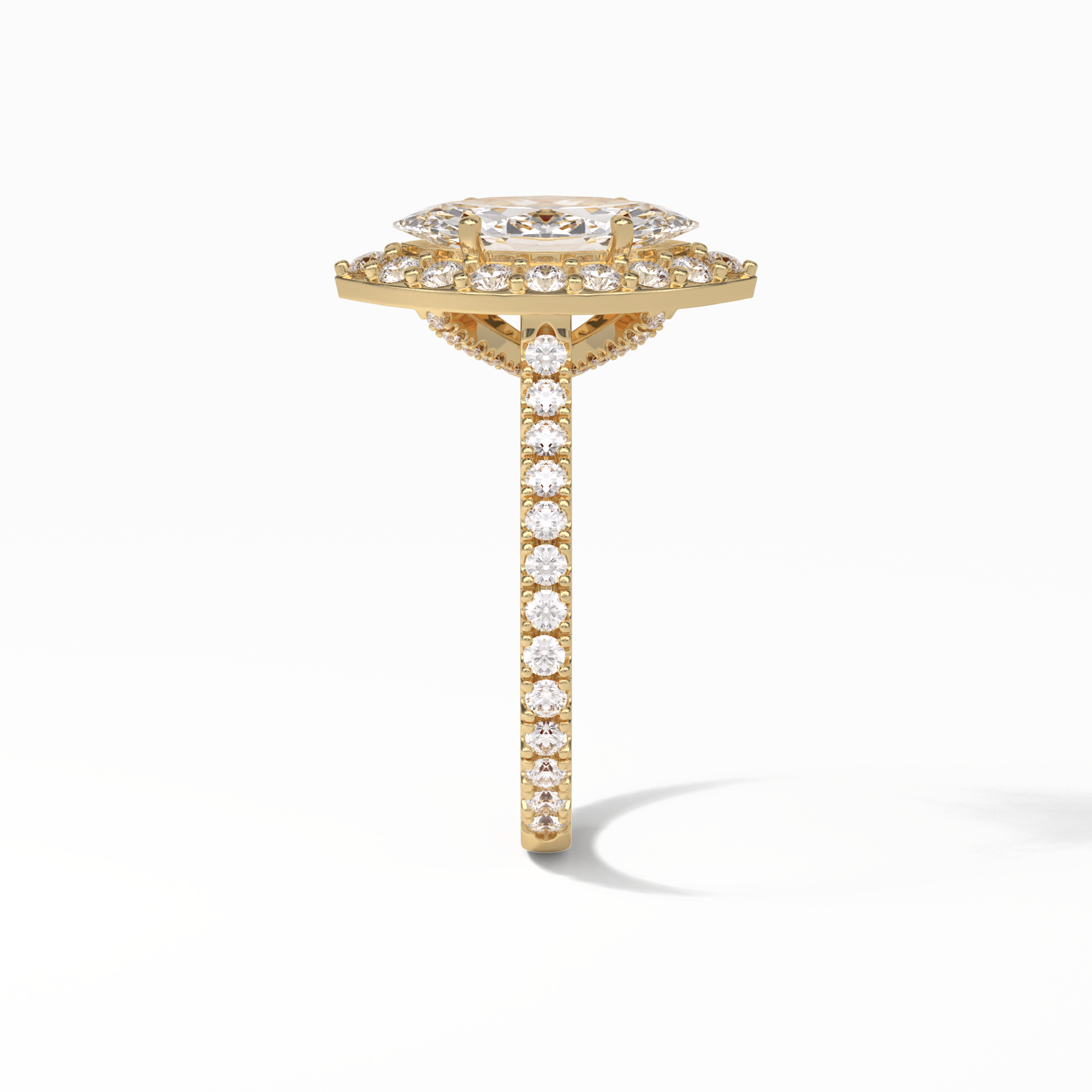 1.58 CT Marquise Cut Pave And Halo Style Moissanite Engagement Ring 14