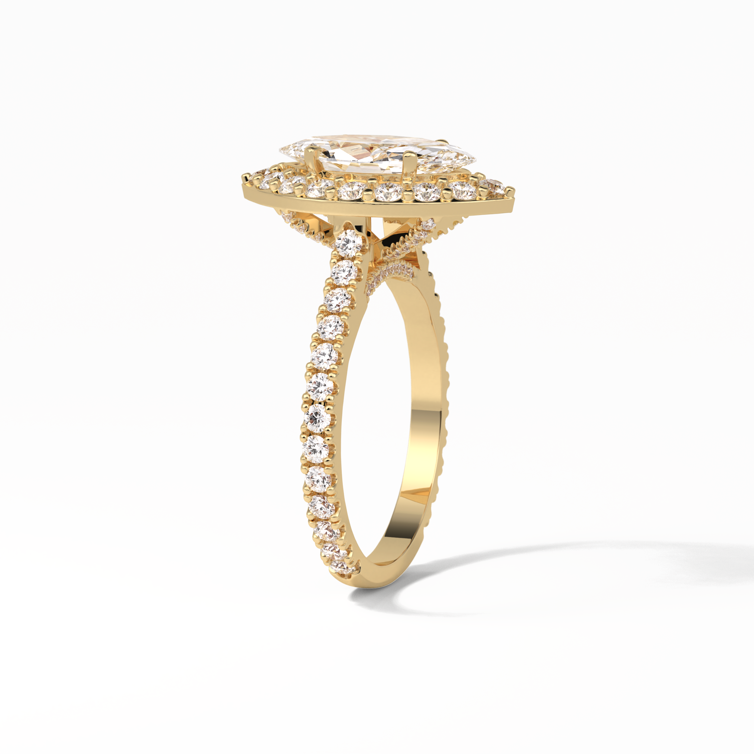 1.58 CT Marquise Cut Pave And Halo Style Moissanite Engagement Ring 11