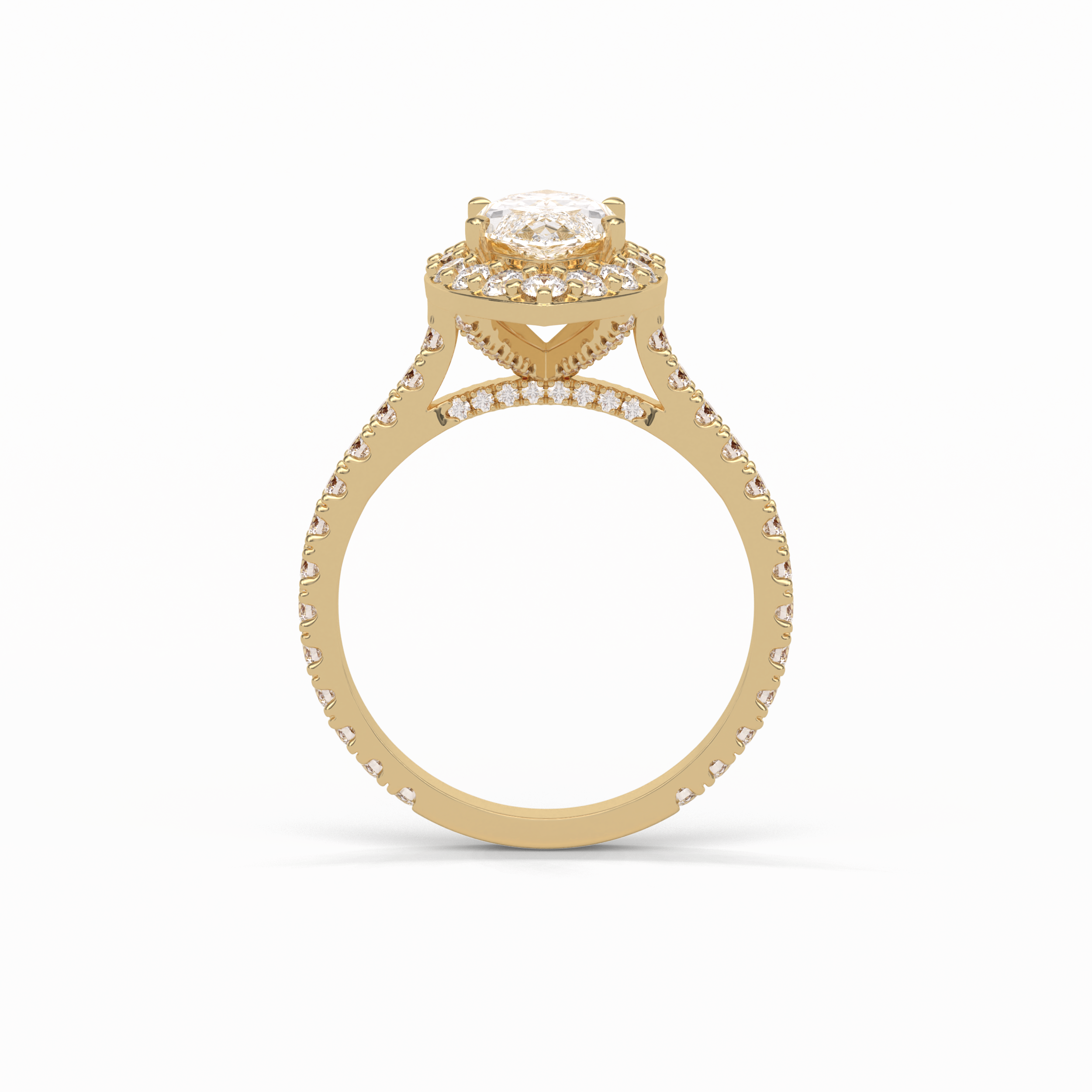 1.58 CT Marquise Cut Pave And Halo Style Moissanite Engagement Ring 13