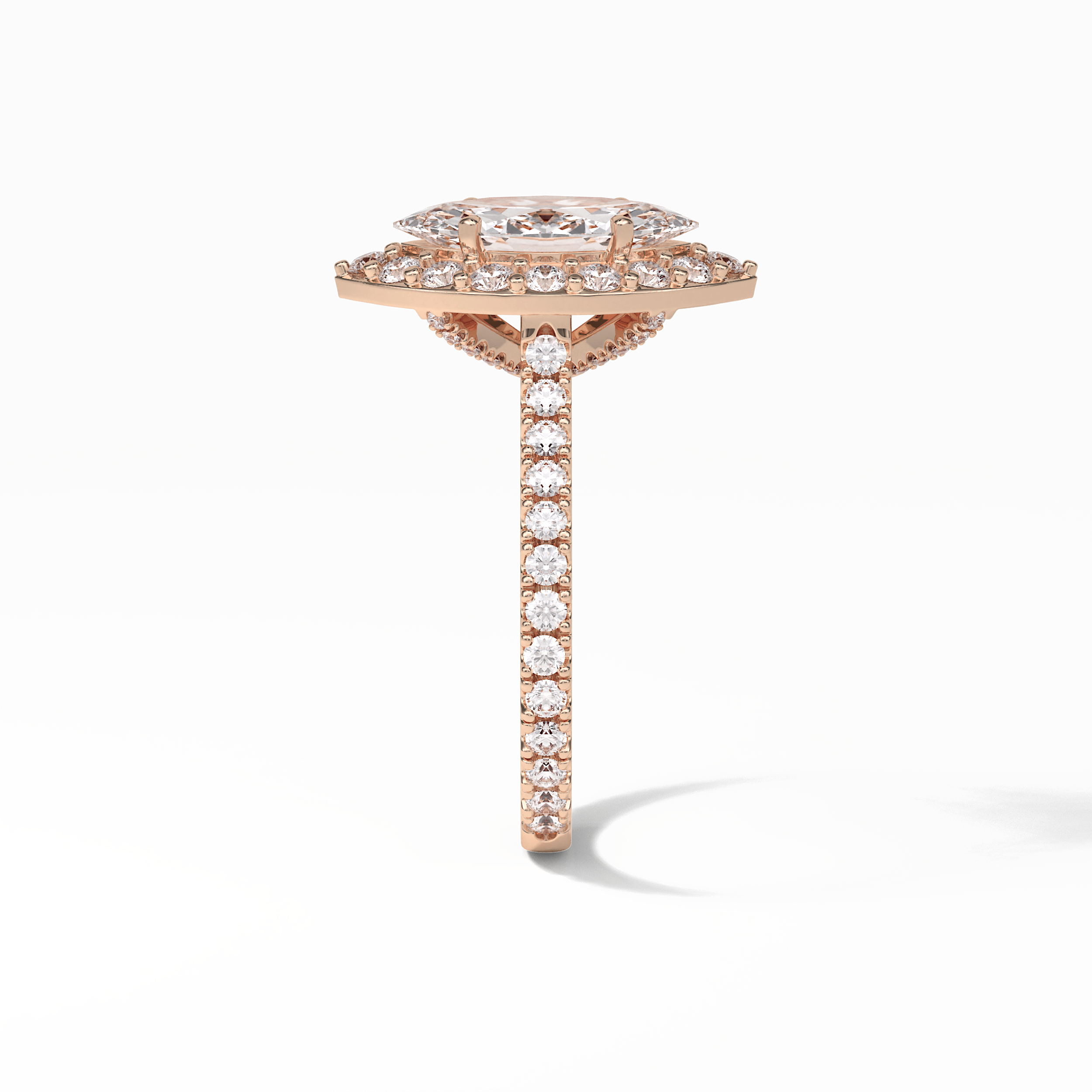 1.58 CT Marquise Cut Pave And Halo Style Moissanite Engagement Ring 18