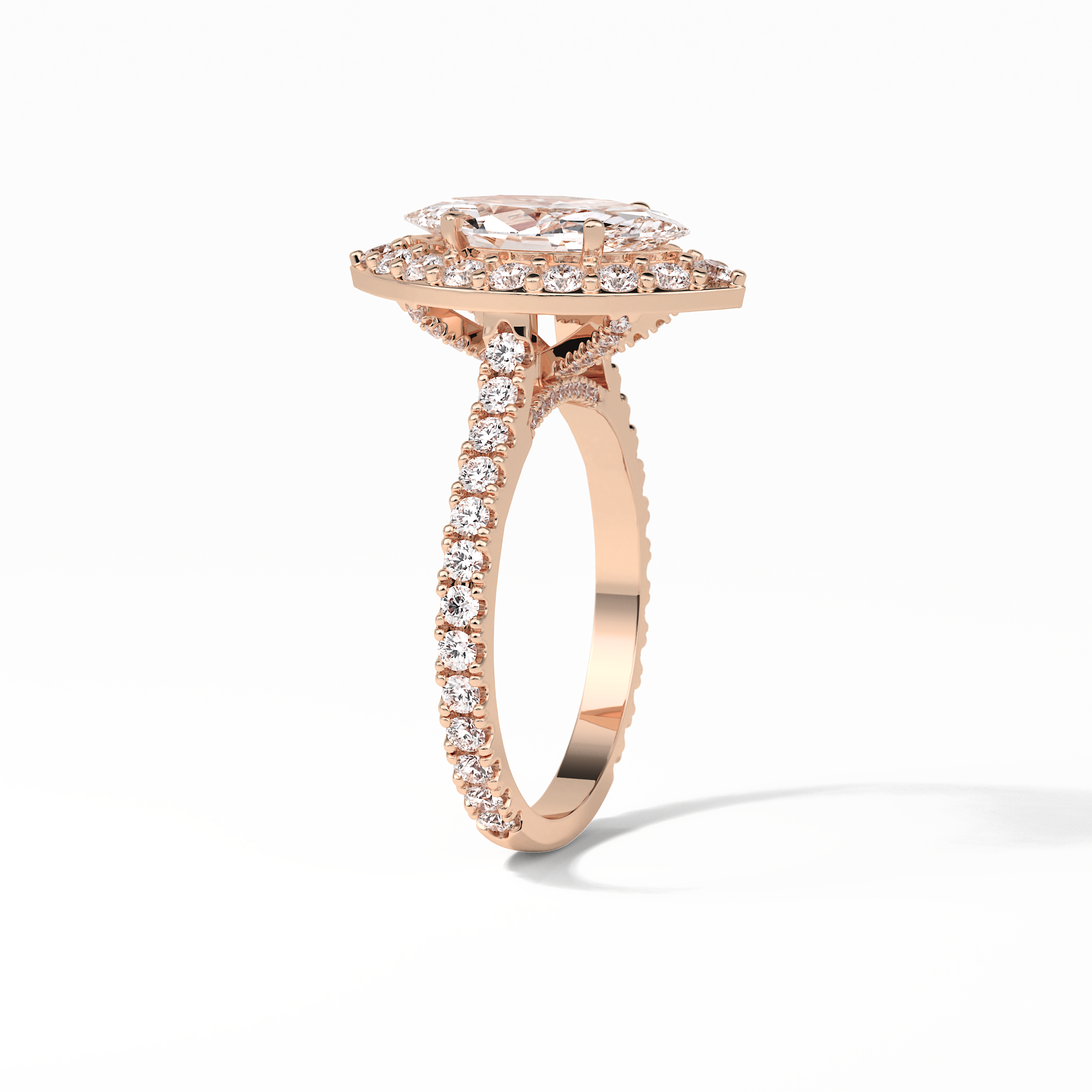 1.58 CT Marquise Cut Pave And Halo Style Moissanite Engagement Ring 19