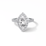1.58 CT Marquise Cut Pave And Halo Style Moissanite Engagement Ring 1