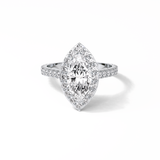 1.58 CT Marquise Cut Pave And Halo Style Moissanite Engagement Ring 1