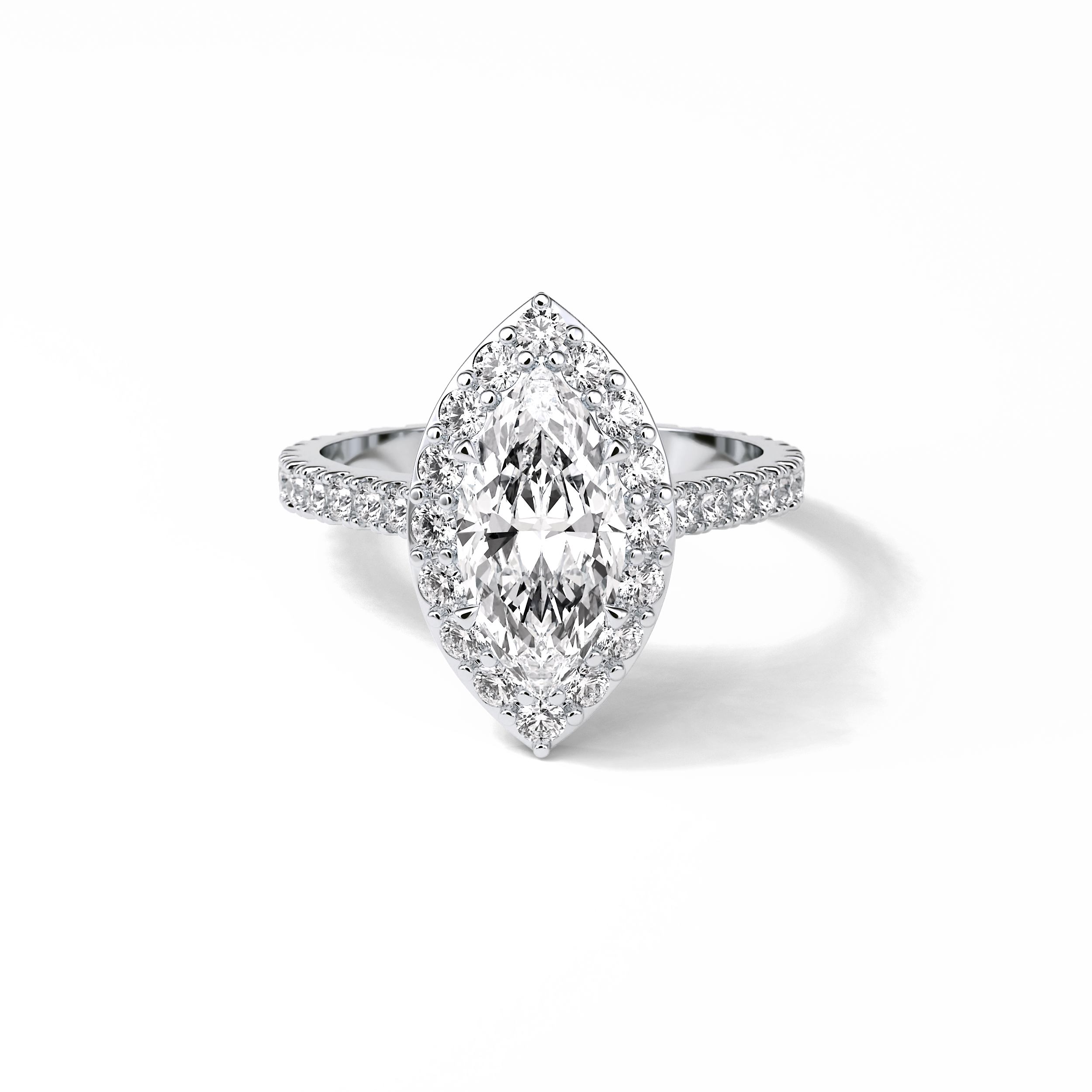 1.58 CT Marquise Cut Pave And Halo Style Moissanite Engagement Ring 1