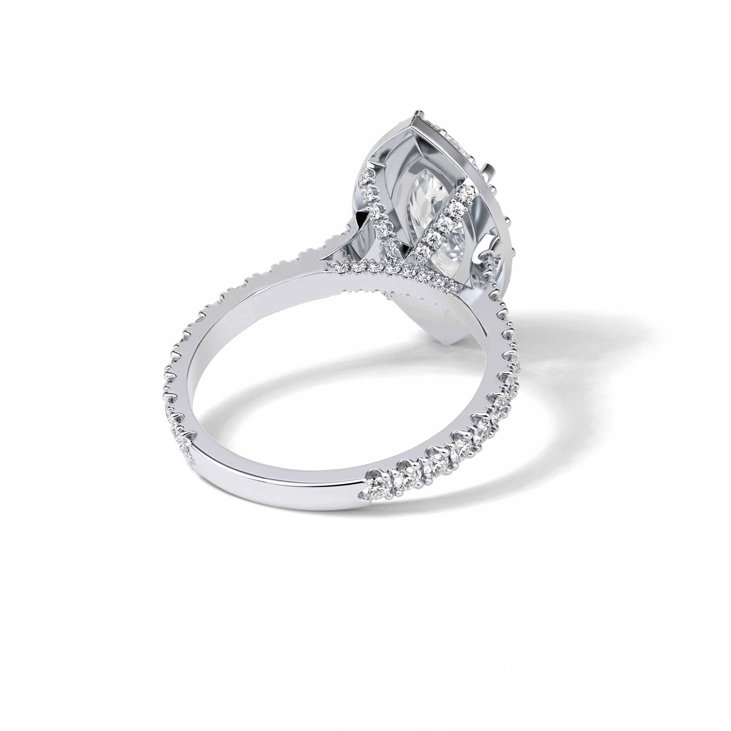 1.58 CT Marquise Cut Pave And Halo Style Moissanite Engagement Ring 2