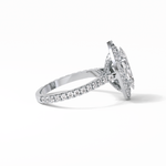 1.58 CT Marquise Cut Pave And Halo Style Moissanite Engagement Ring 3