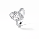 1.58 CT Marquise Cut Pave And Halo Style Moissanite Engagement Ring 6