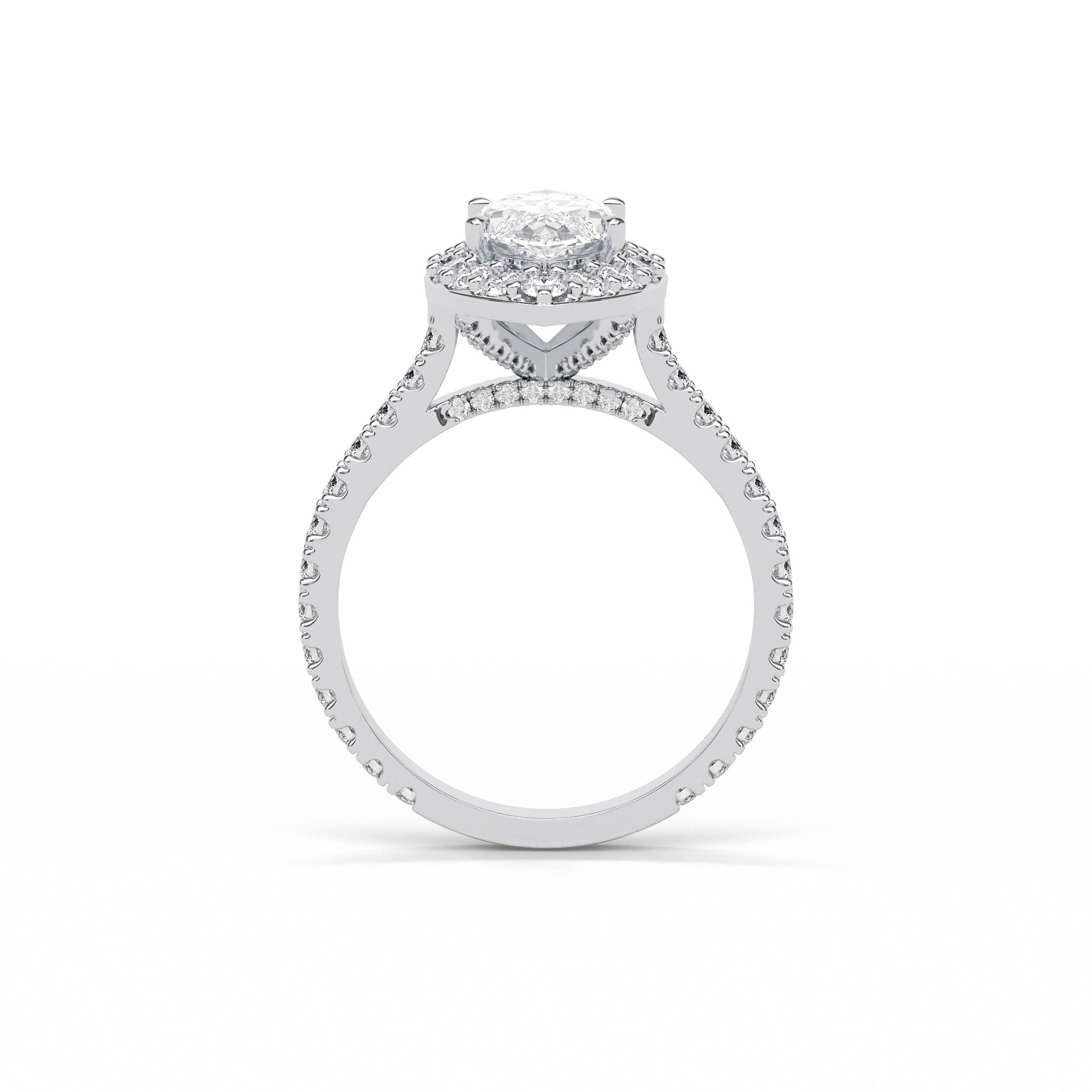 1.58 CT Marquise Cut Pave And Halo Style Moissanite Engagement Ring 7