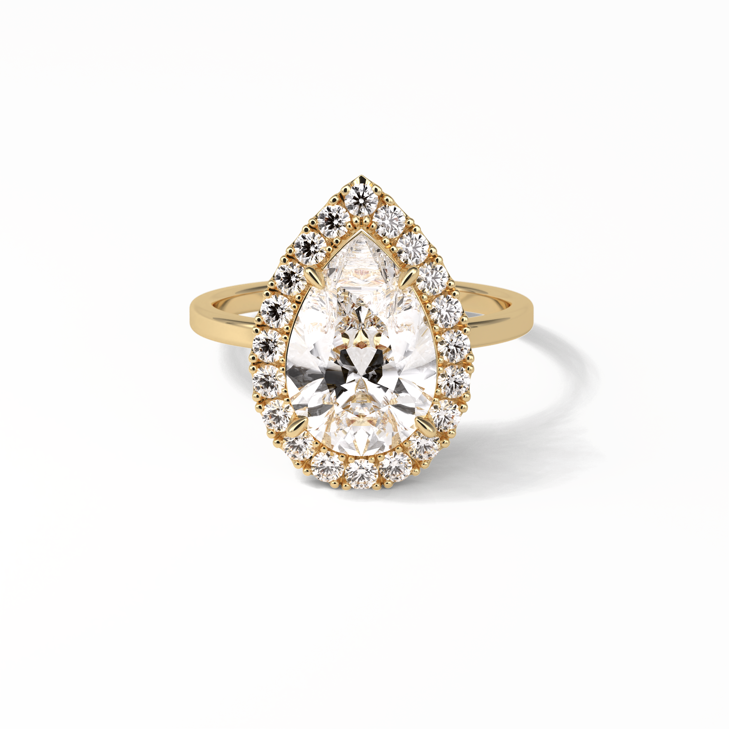 3.10 CT Pear Cut Pave And Halo Style Moissanite Engagement Ring 8