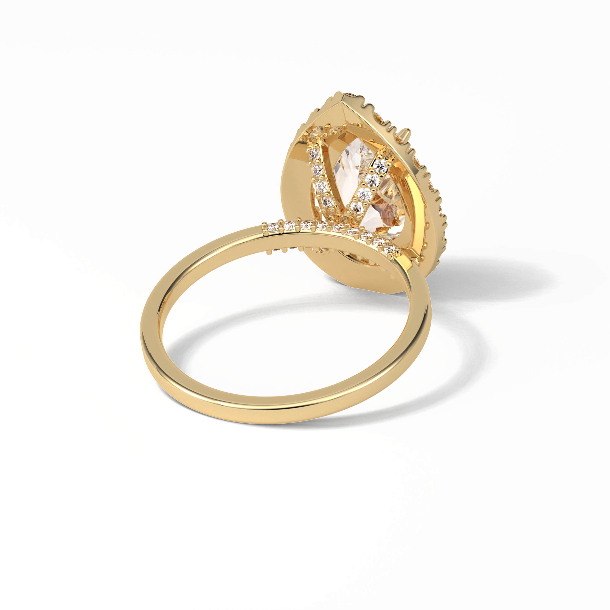 3.10 CT Pear Cut Pave And Halo Style Moissanite Engagement Ring 11
