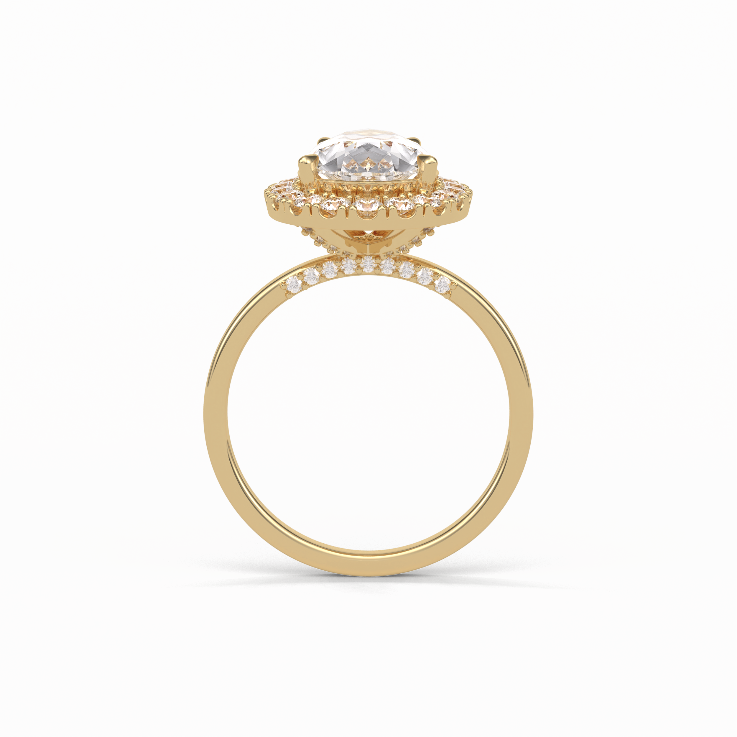 3.10 CT Pear Cut Pave And Halo Style Moissanite Engagement Ring 13