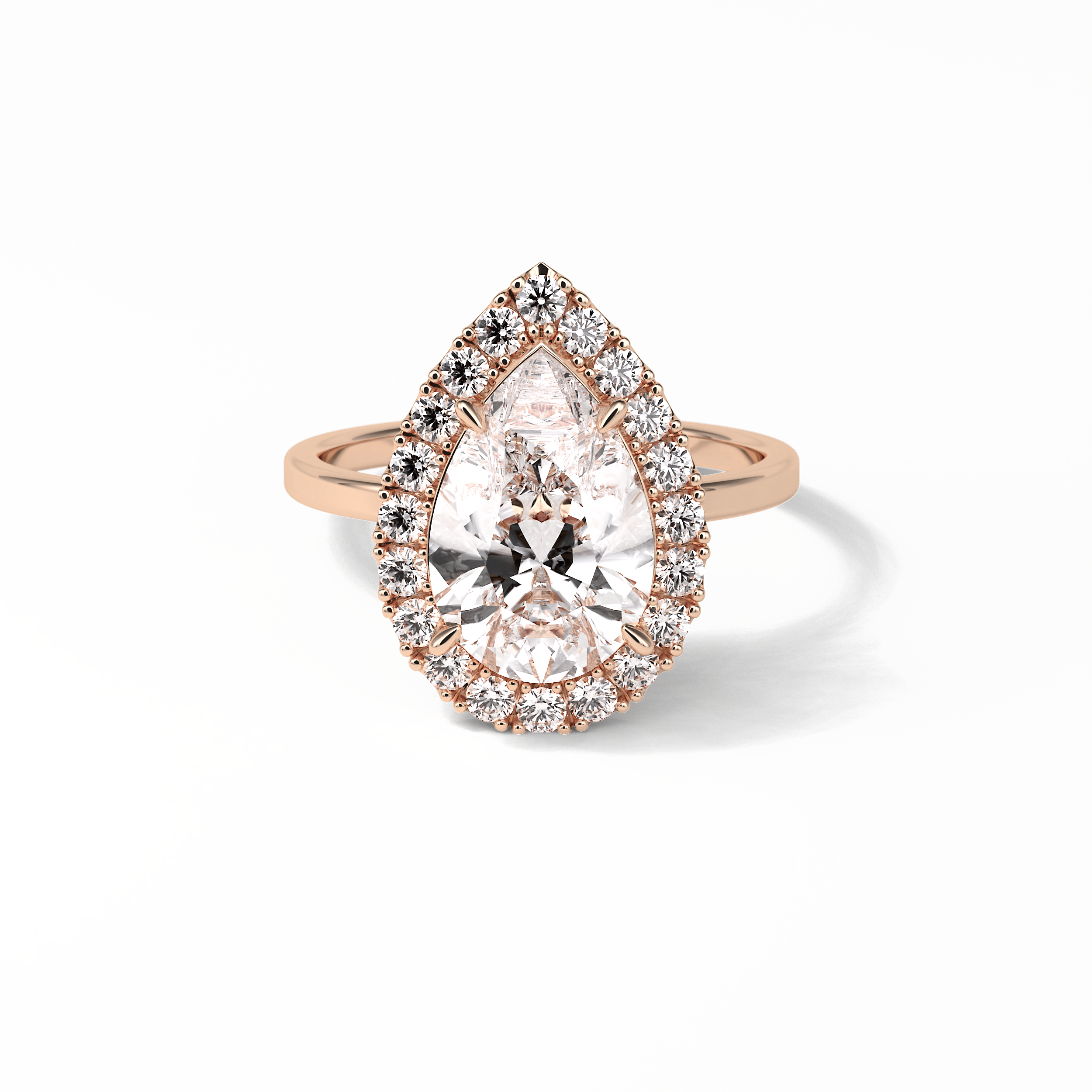 3.10 CT Pear Cut Pave And Halo Style Moissanite Engagement Ring 15