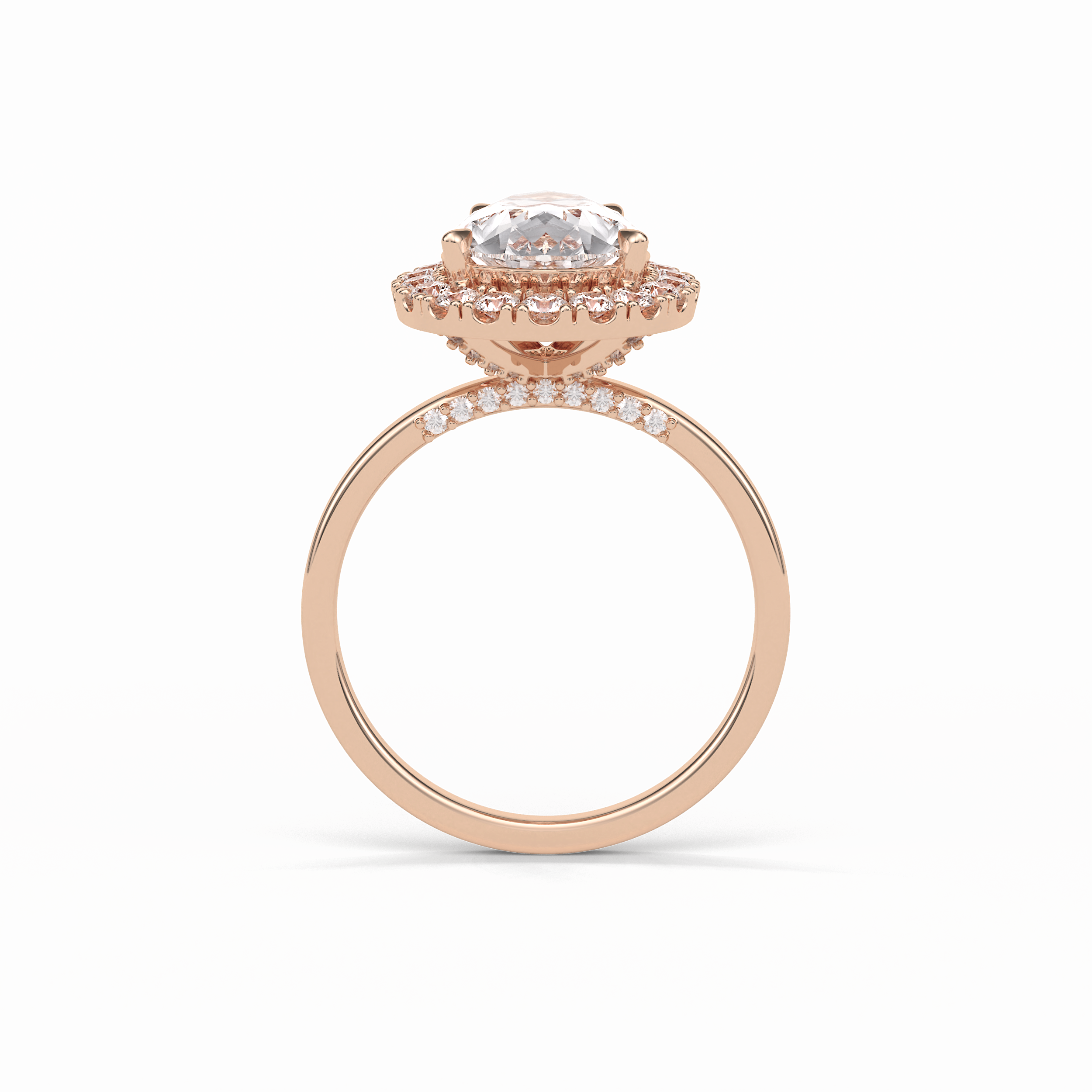 3.10 CT Pear Cut Pave And Halo Style Moissanite Engagement Ring 16
