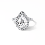 3.10 CT Pear Cut Pave And Halo Style Moissanite Engagement Ring 1