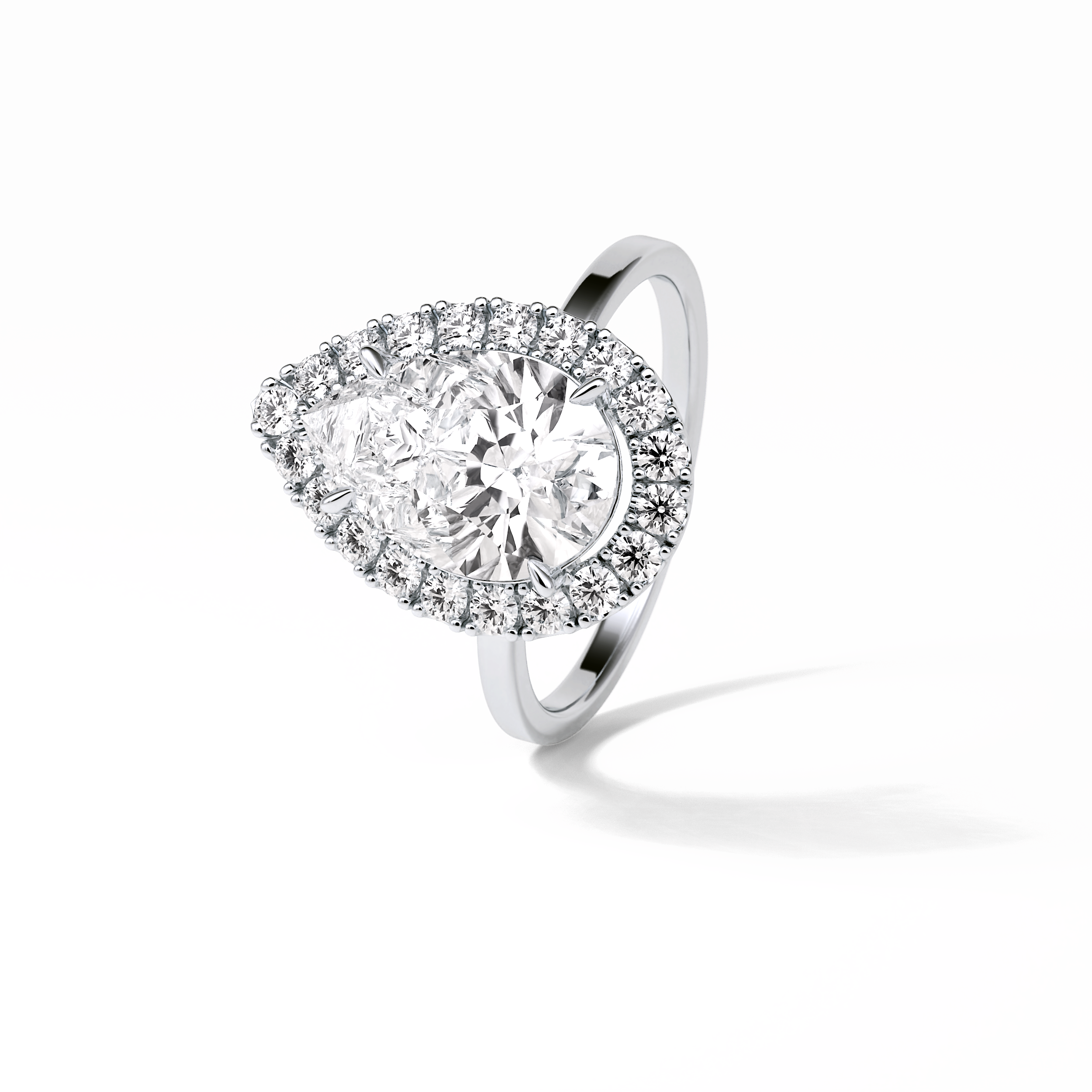 3.10 CT Pear Cut Pave And Halo Style Moissanite Engagement Ring 2