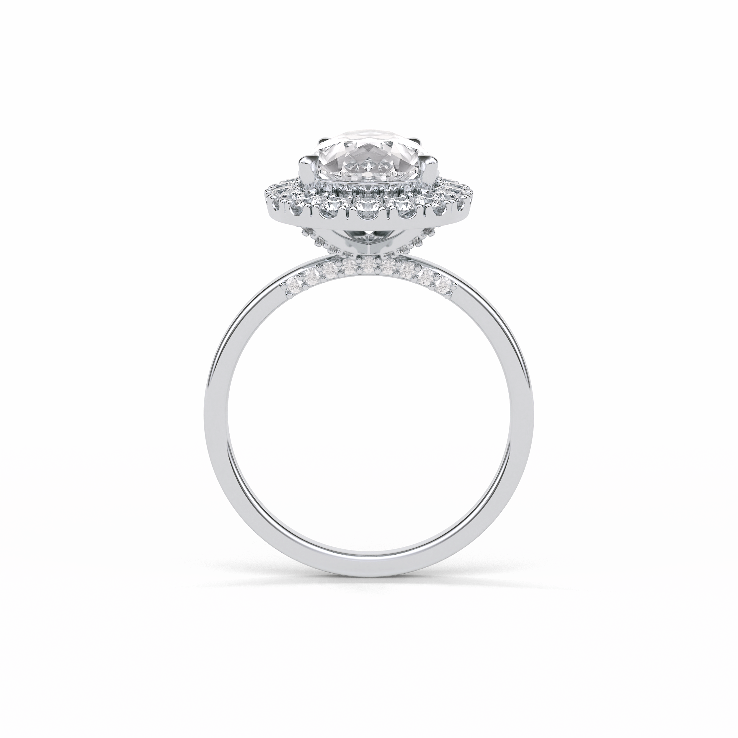 3.10 CT Pear Cut Pave And Halo Style Moissanite Engagement Ring 3