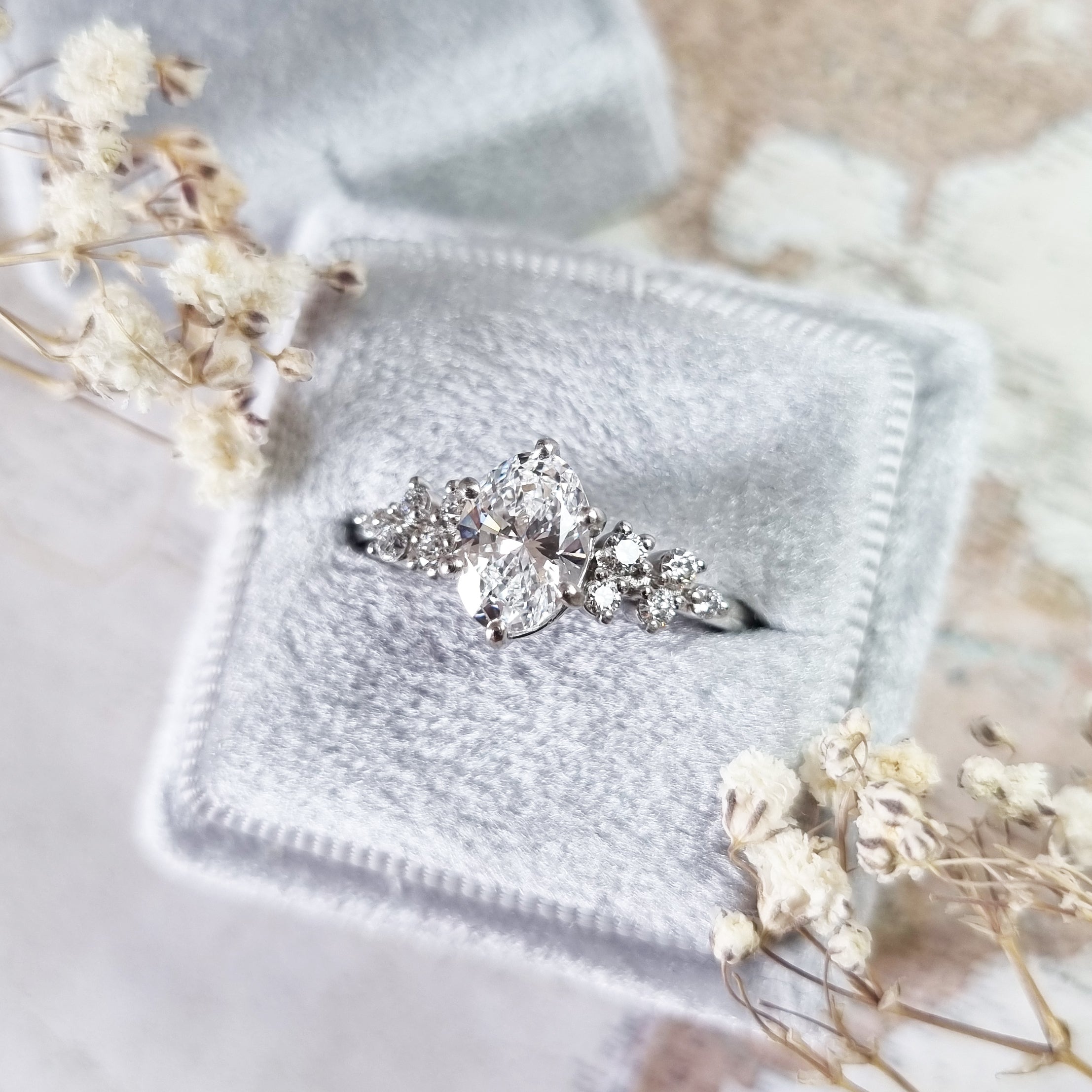 Oval Cluster Lab Grown Diamond Engagement Ring
