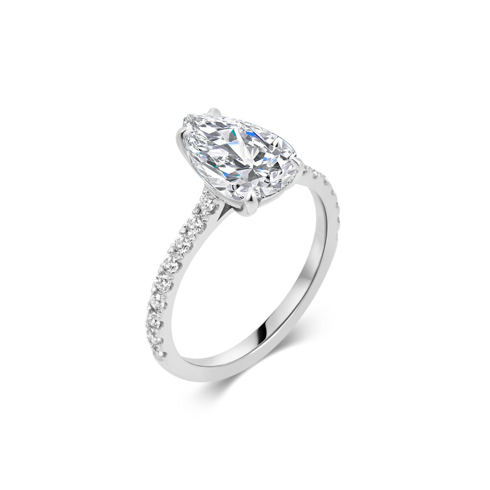 2 CT Pear Cut Pave CVD F/VS1 Diamond Engagement Ring 3