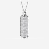 2 TCW Round Cut Lab Grown Diamond Dog Tag Pendant