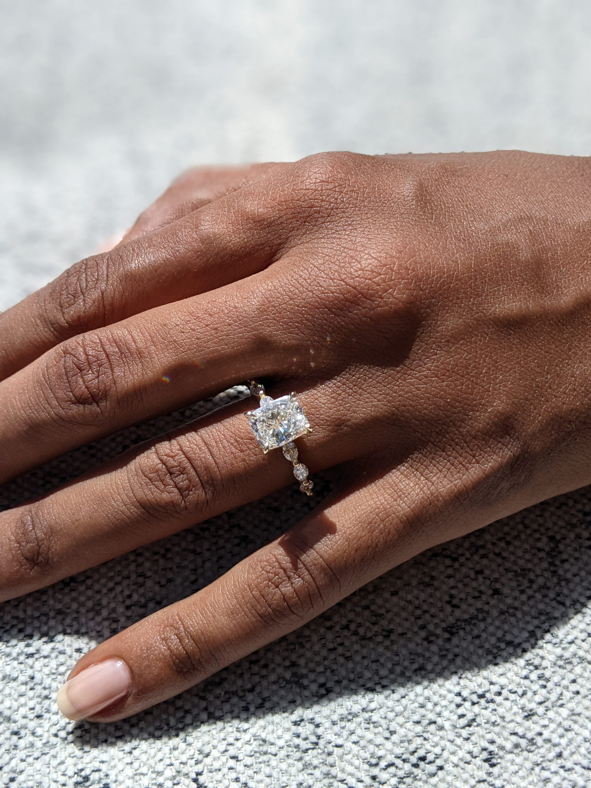 2.04 CT Cushion Cut Pave CVD G/VS2 Diamond Engagement Ring 5