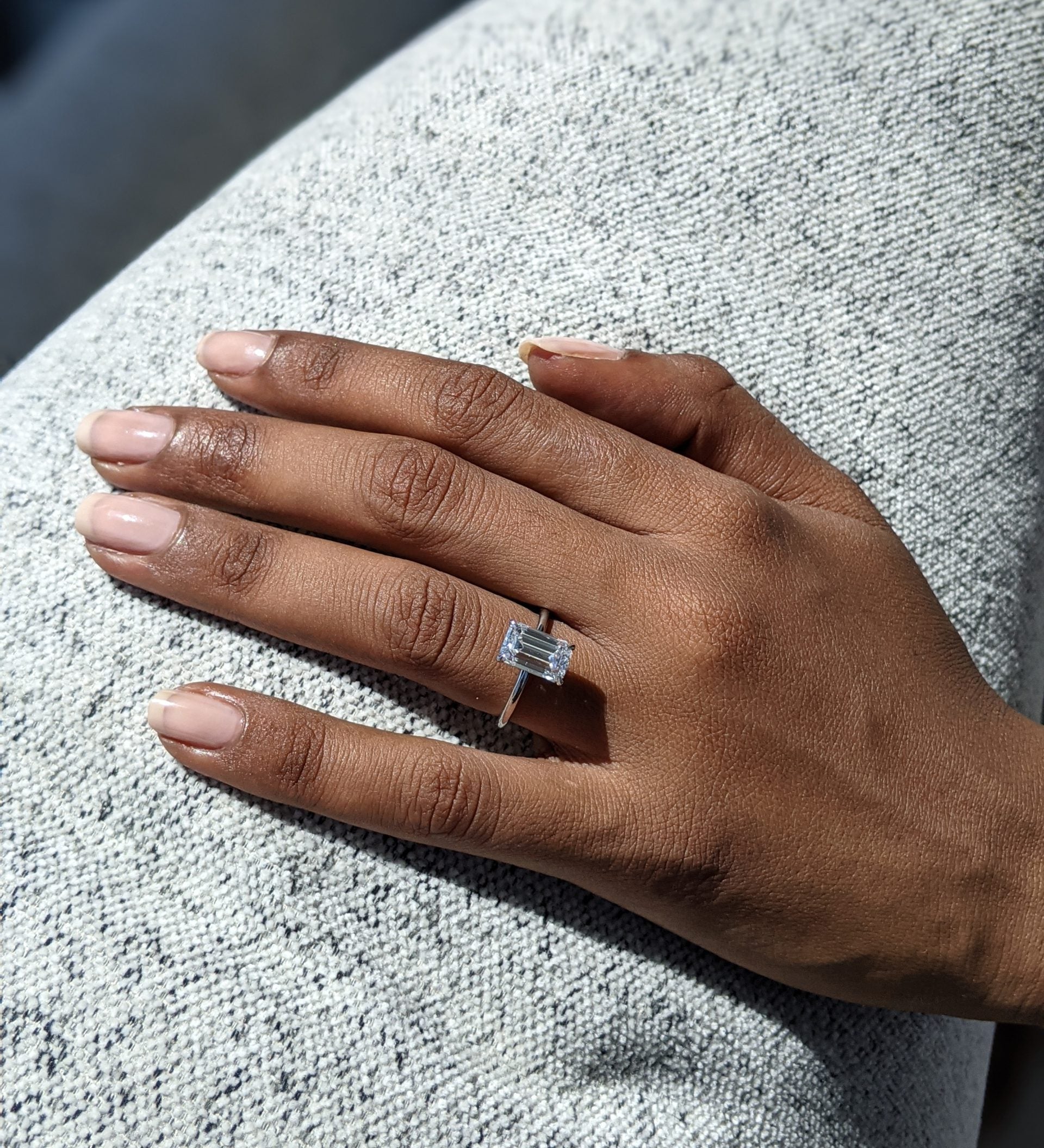 Emerald Solitaire Lab Grown Diamond Engagement Ring