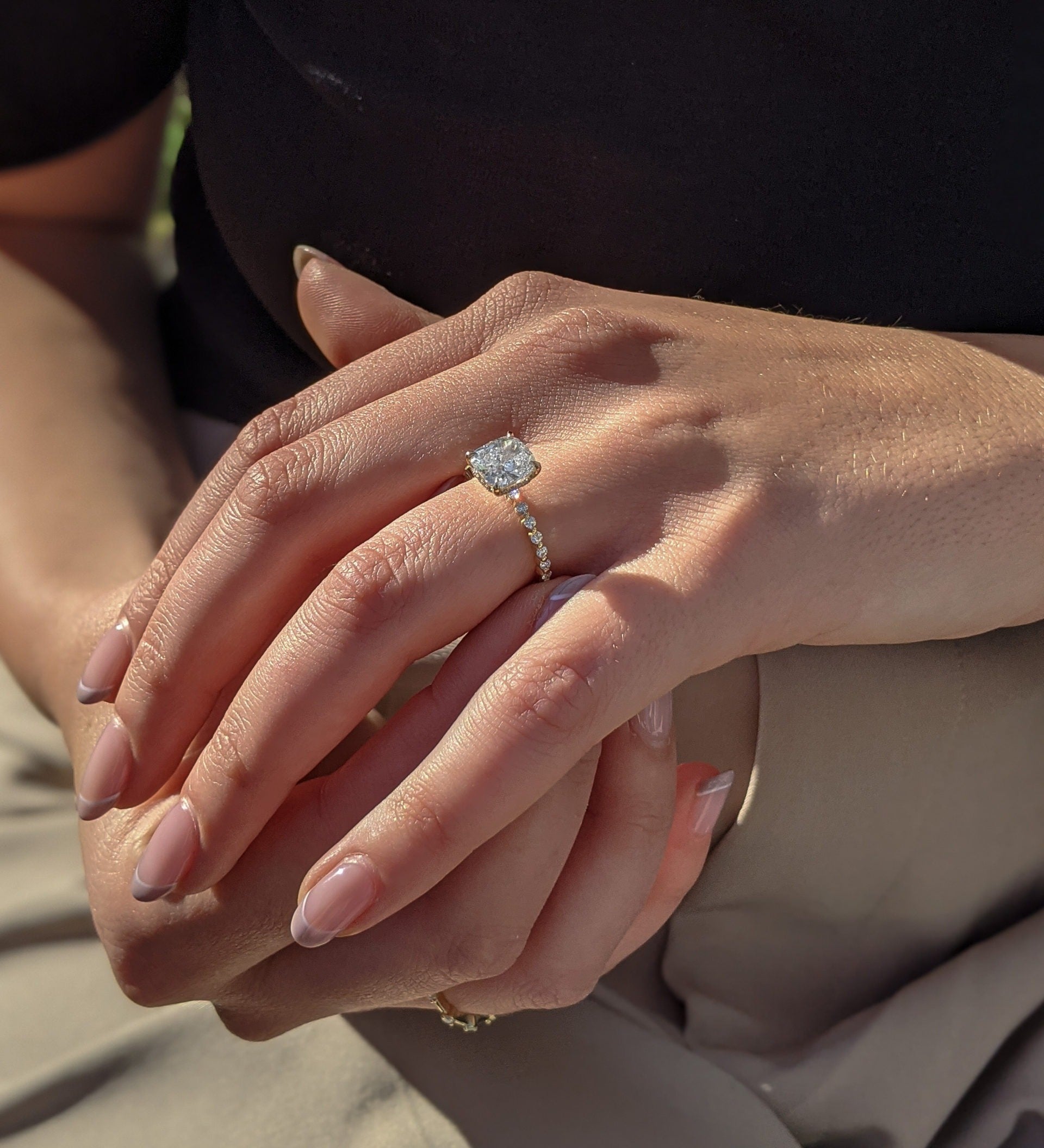 Cushion Pave Lab Grown Diamond Engagement Ring