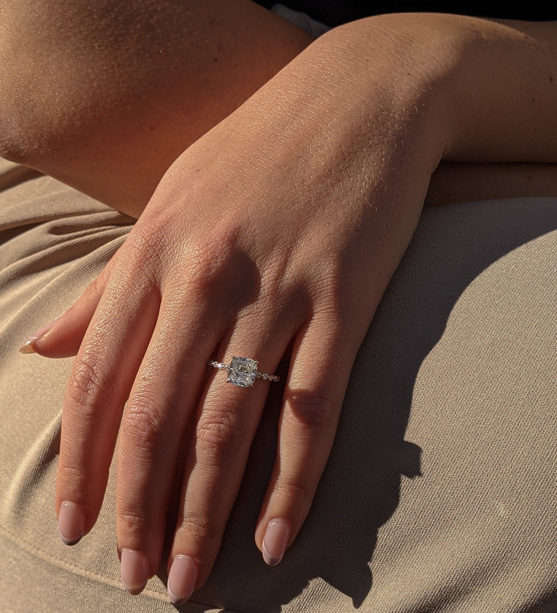 Cushion Pave Lab Grown Diamond Engagement Ring