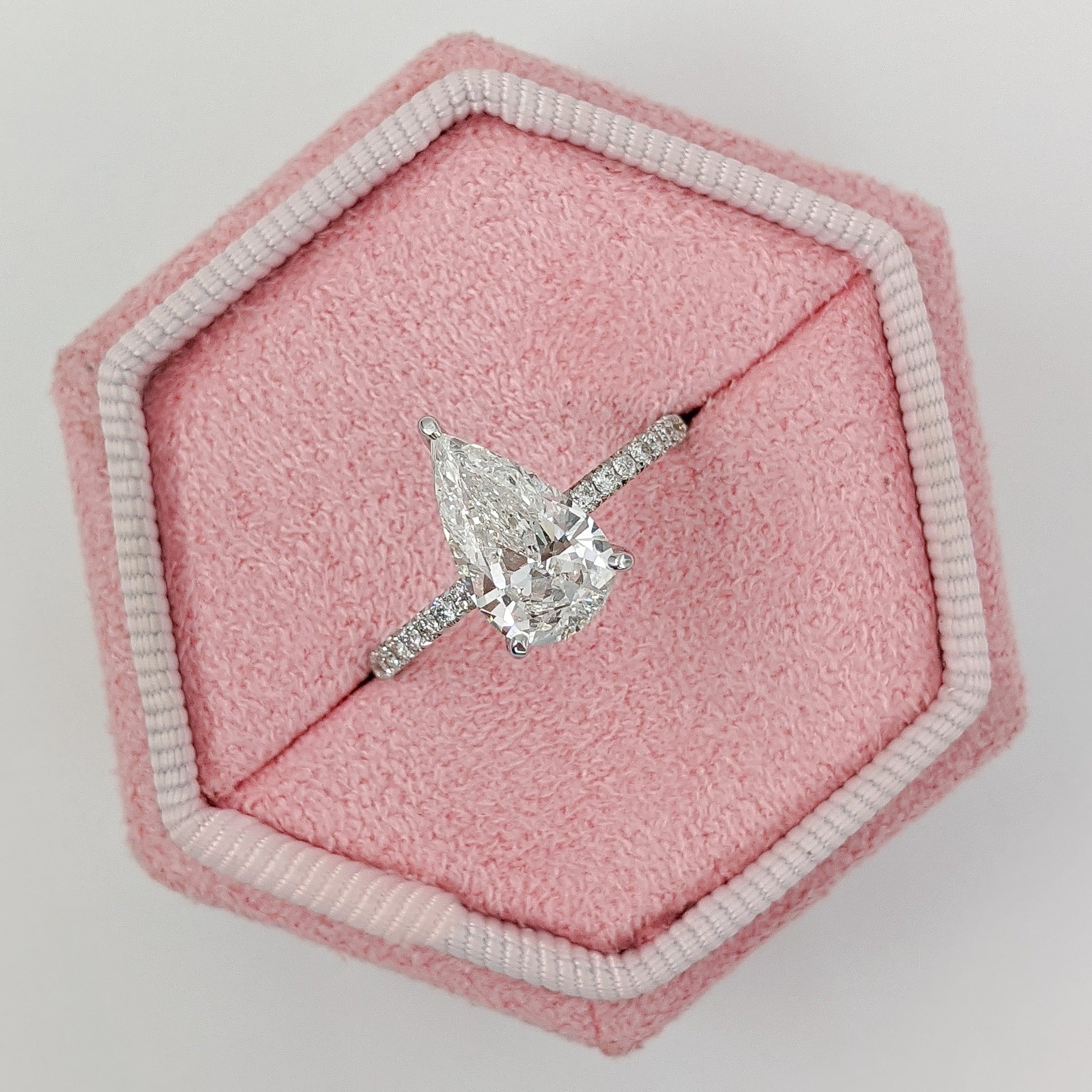 Pear Cut Pave Lab Grown Diamond Engagement Ring