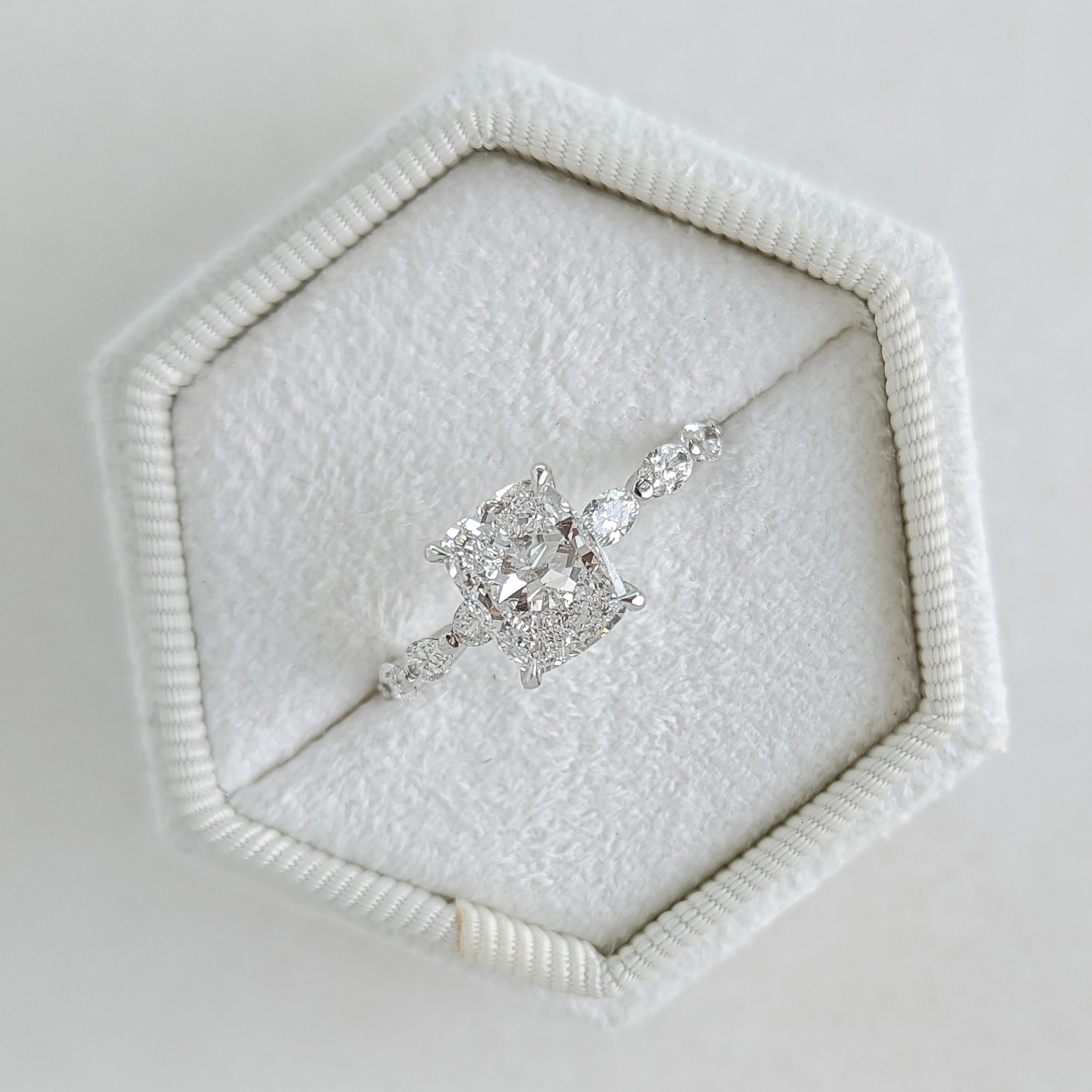 2.04 CT Cushion Cut Pave CVD G/VS2 Diamond Engagement Ring 1