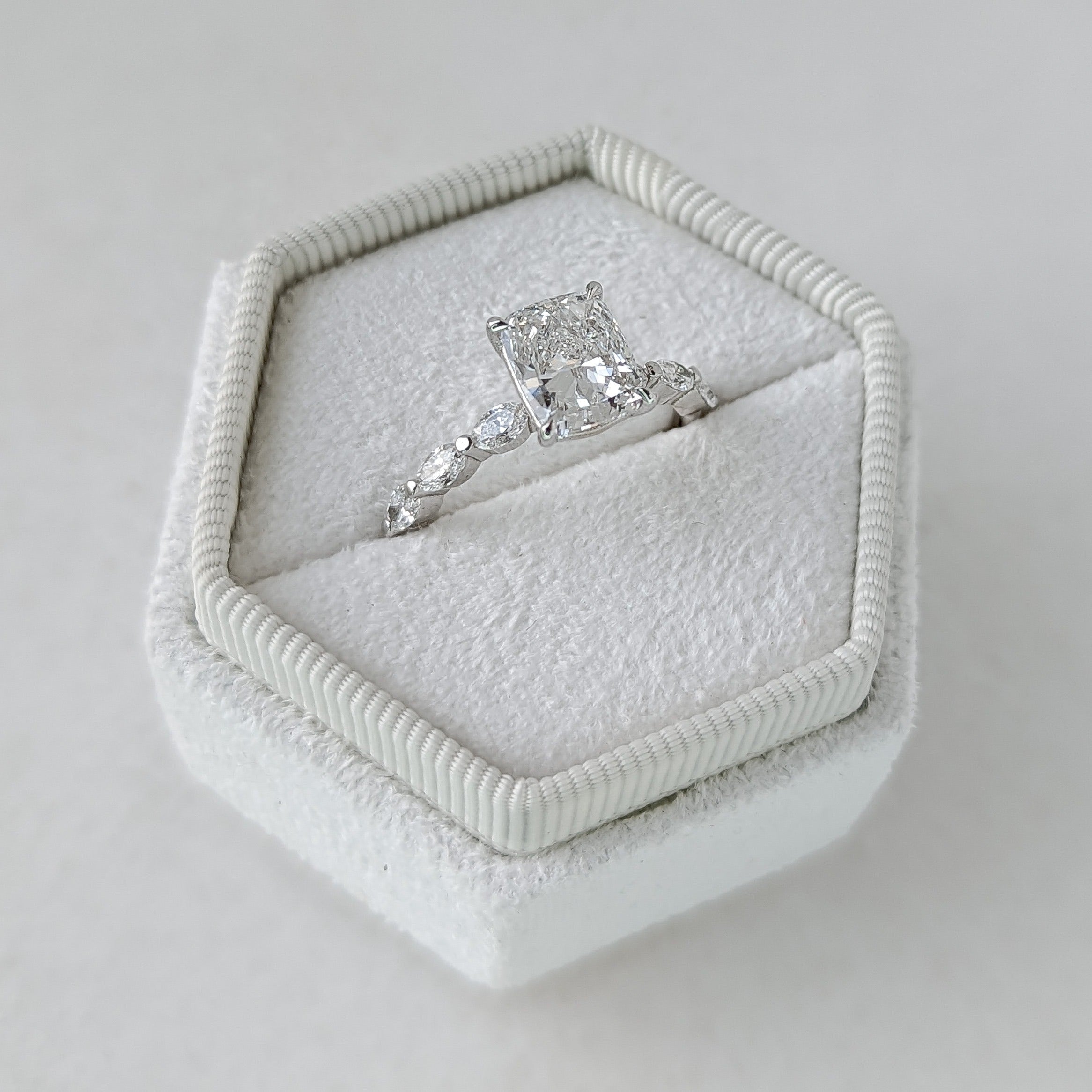 2.04 CT Cushion Cut Pave CVD G/VS2 Diamond Engagement Ring 7