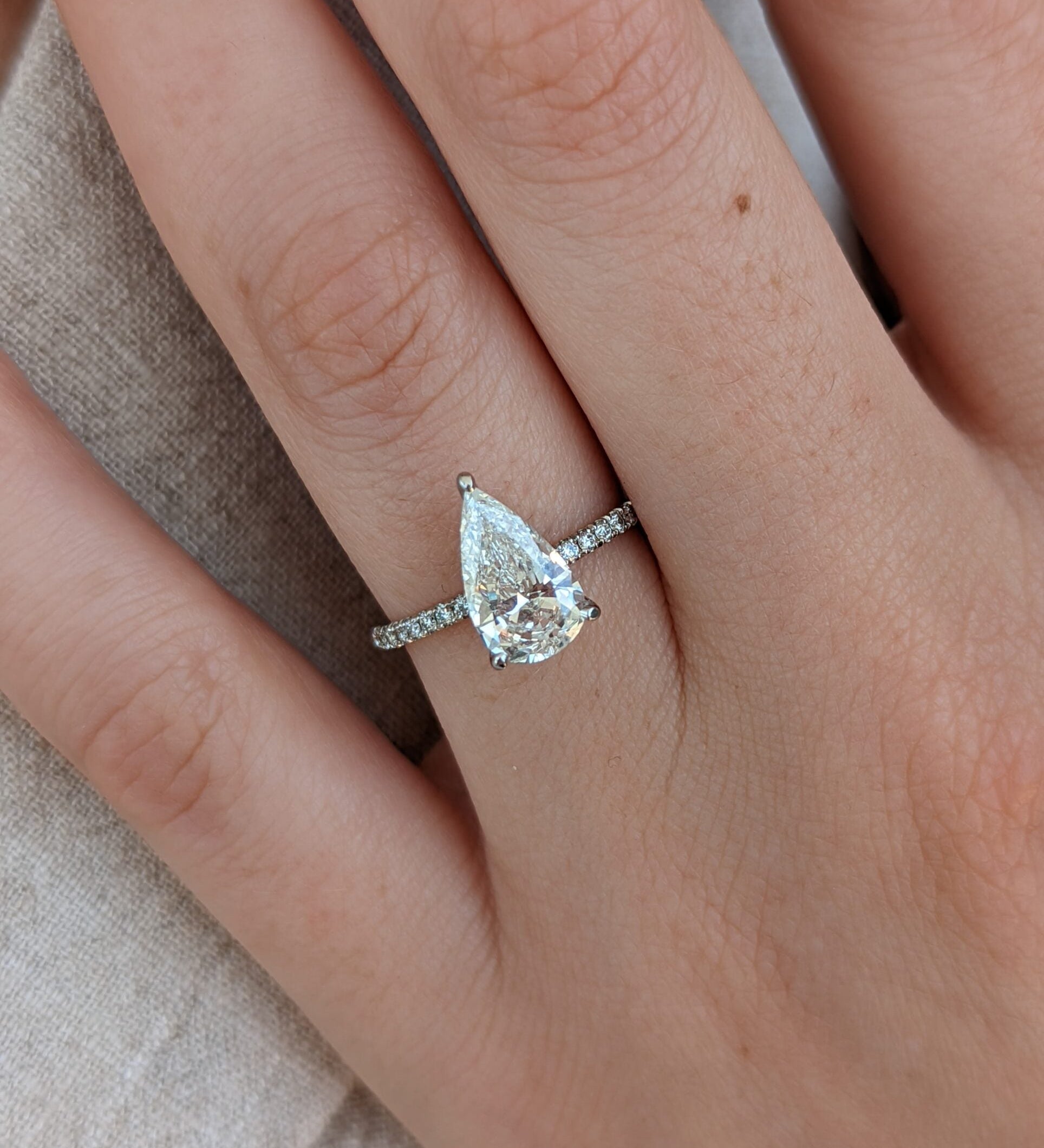 Pear Cut Pave Lab Grown Diamond Engagement Ring