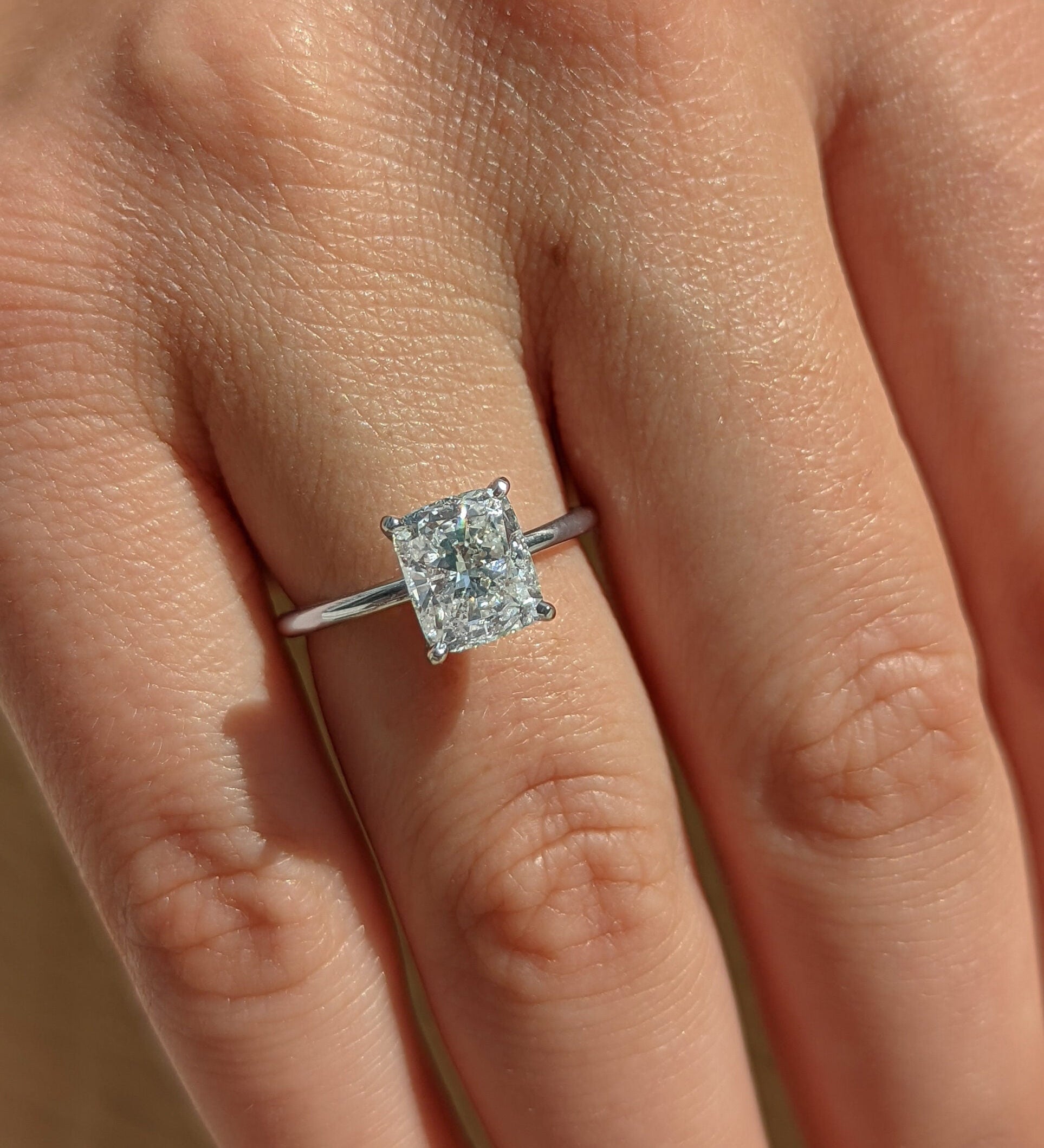 Cushion Solitaire Lab Grown Diamond Engagement Ring