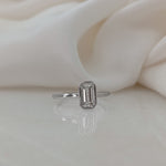 0.84 CT Emerald Bezel Solitaire CVD F/VS2 Diamond Engagement Ring 5