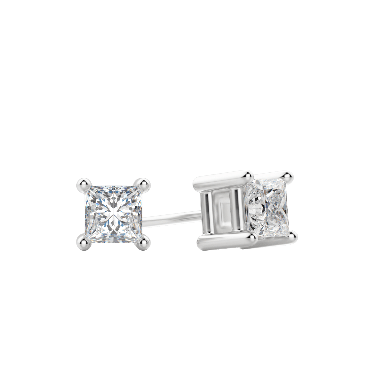 0.50 CT-2.0 CT Princess Solitaire Lab Grown Diamond Earrings