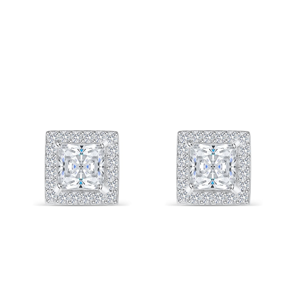 1.0 TCW Princess Cut Stud Moissanite Earrings