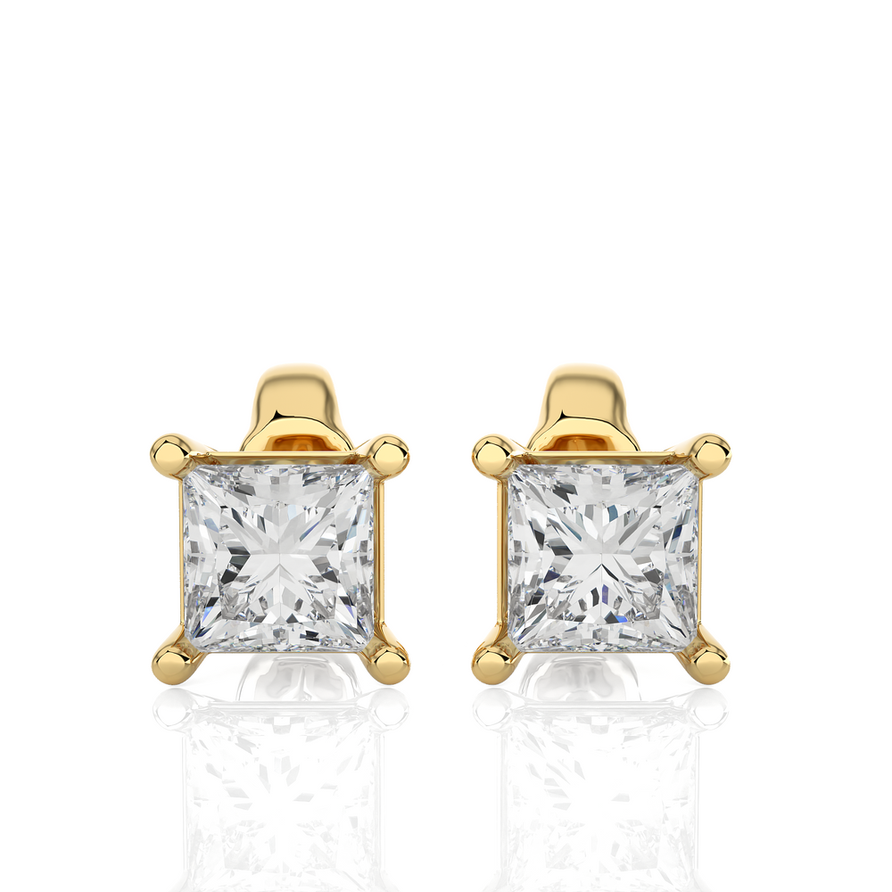 1.0 CT Princess Solitaire Cut Stud Moissanite Earrings