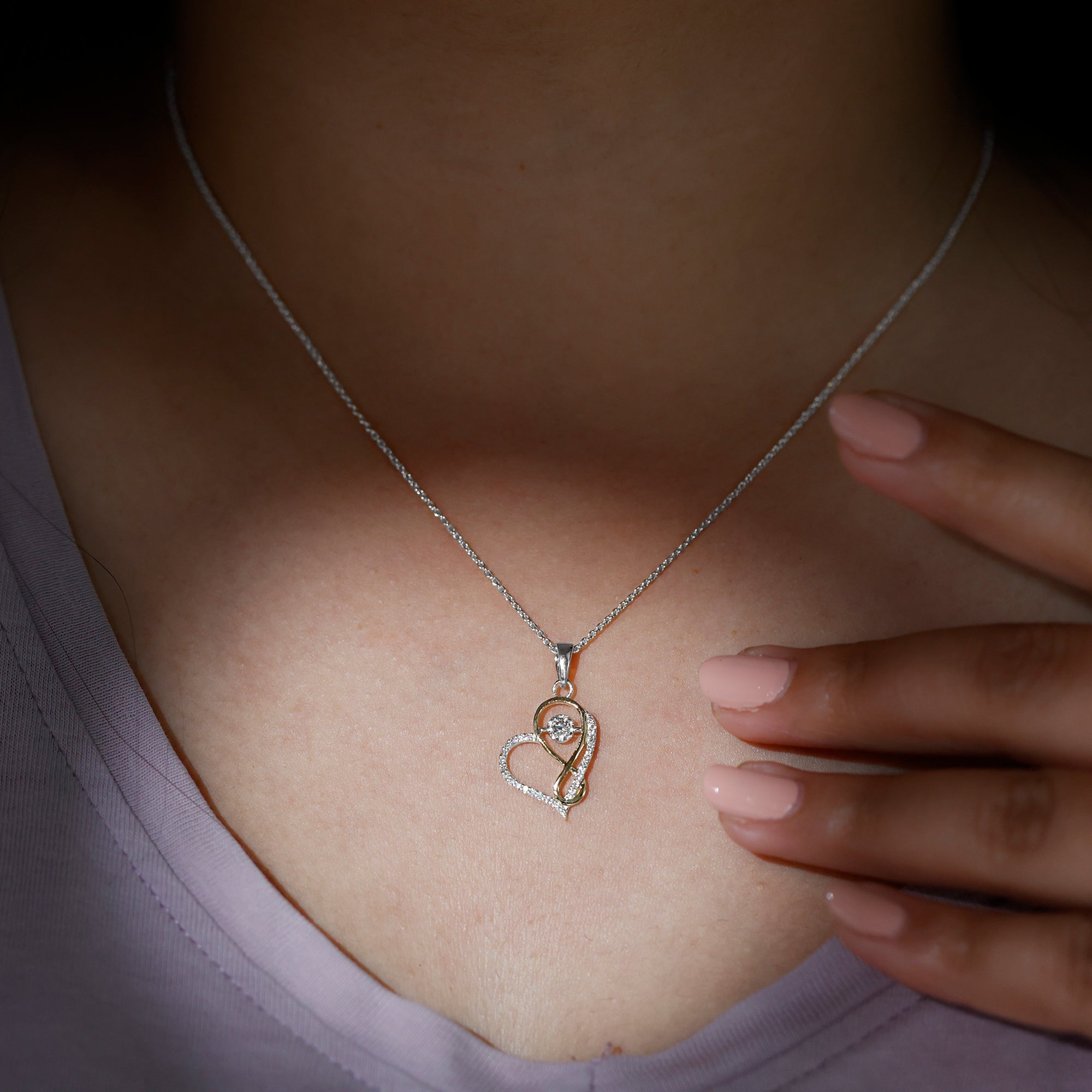 0.35 TCW Round Cut Moissanite Necklace With Infinity Heart 4
