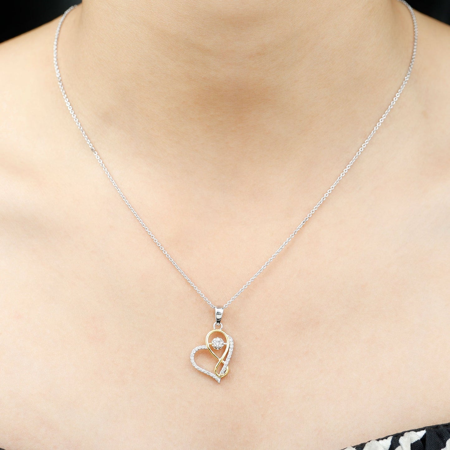 0.35 TCW Round Cut Moissanite Necklace With Infinity Heart 2