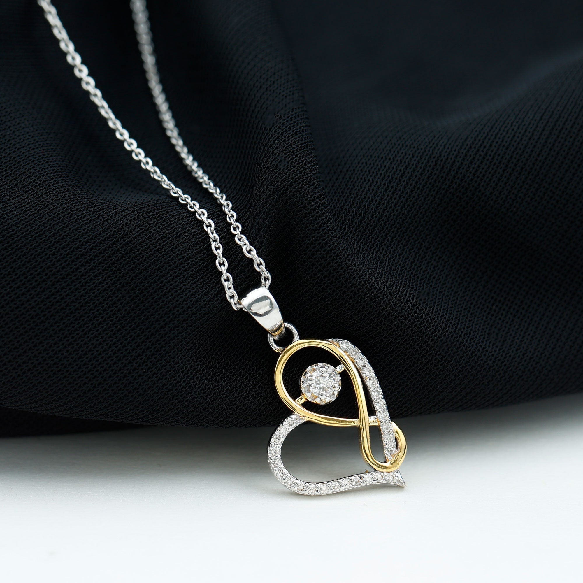 0.35 TCW Round Cut Moissanite Necklace With Infinity Heart 1